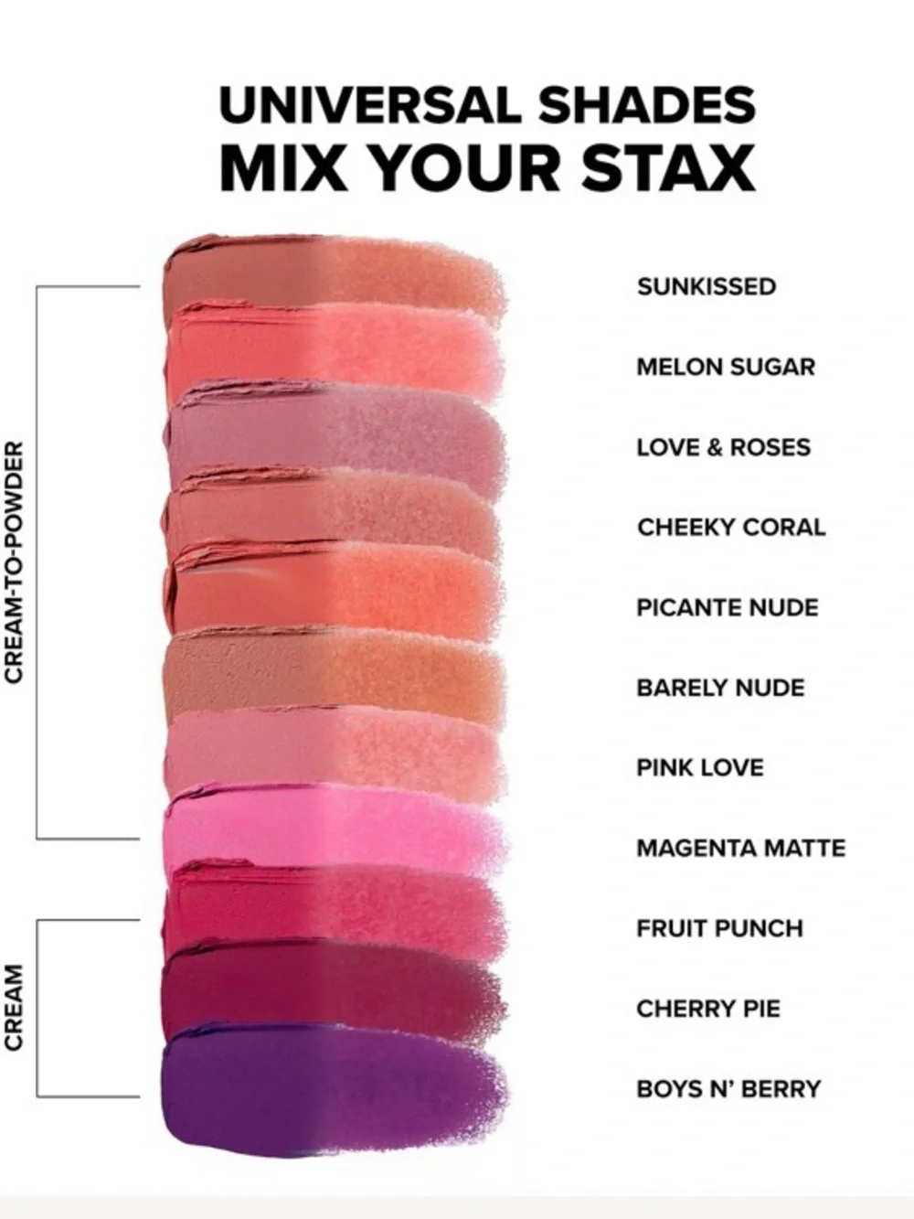 Nudestix Stax All Over Color Blush Balm ~Cherry Pie, Love & Roses or Melon Sugar
